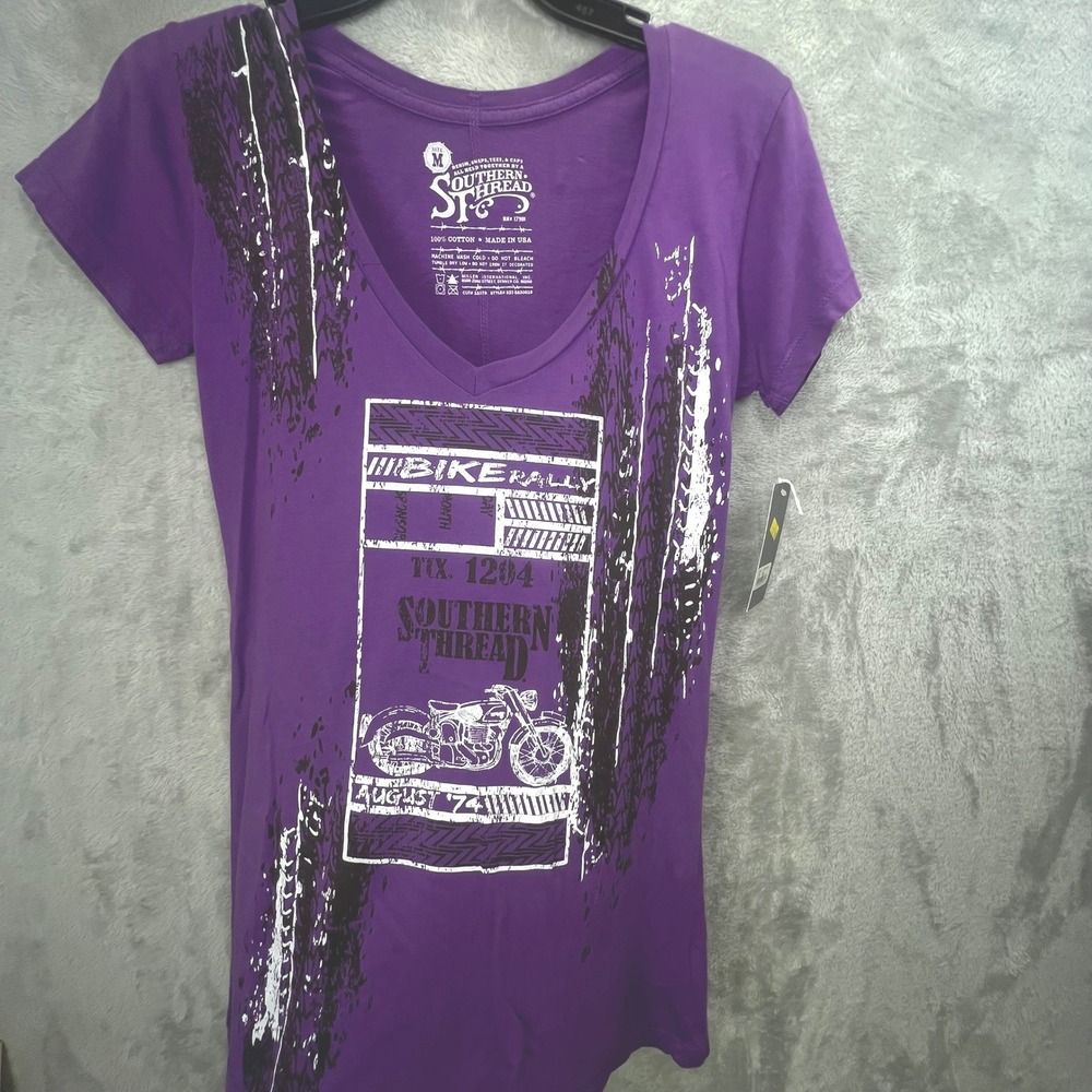 Western Grunge Purple Bike Rally Motorcycle‎ Graphic T-Shirt Size M Indie Rocker
